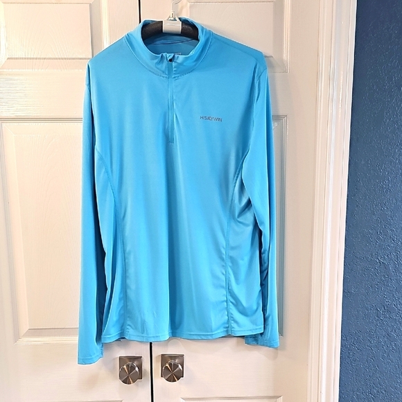 Hiskywin UNISEX Lightweight Quarter Zip Long Sleeved Athletic Shirt BLUE XXL - Picture 1 of 15